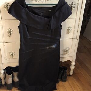 Le Chateau vintage black dress 3/4 length pleated waist XXL